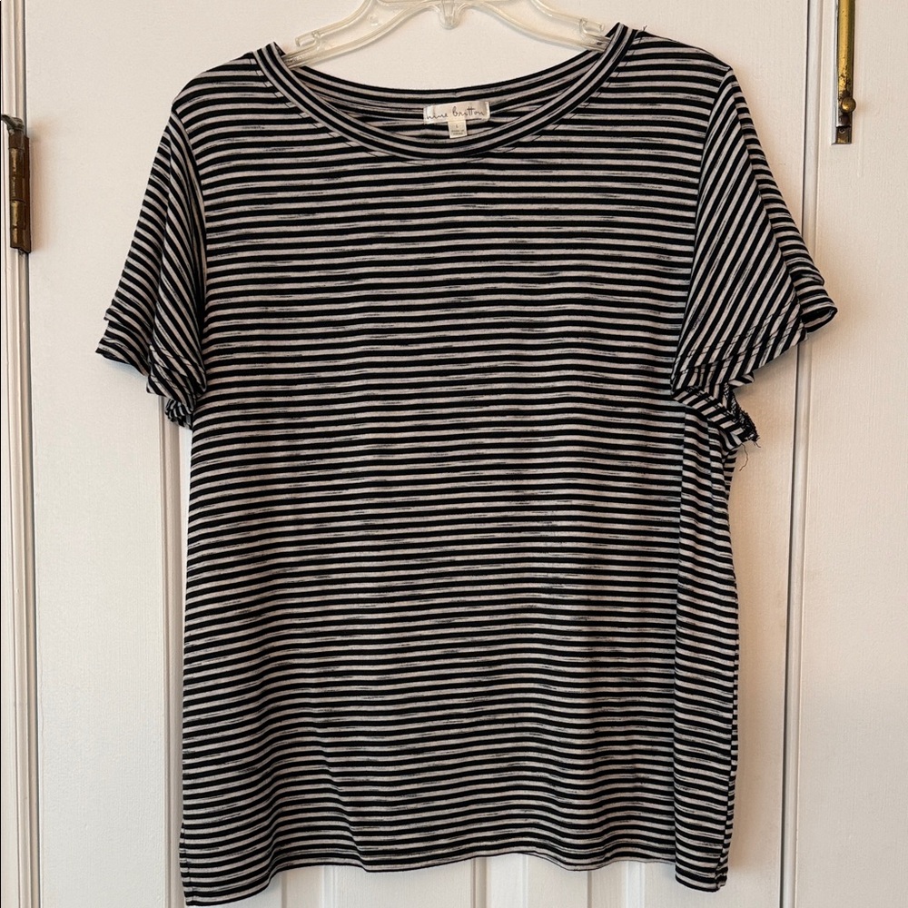 Nine Britton Black and White Striped Short Sleeve Tee